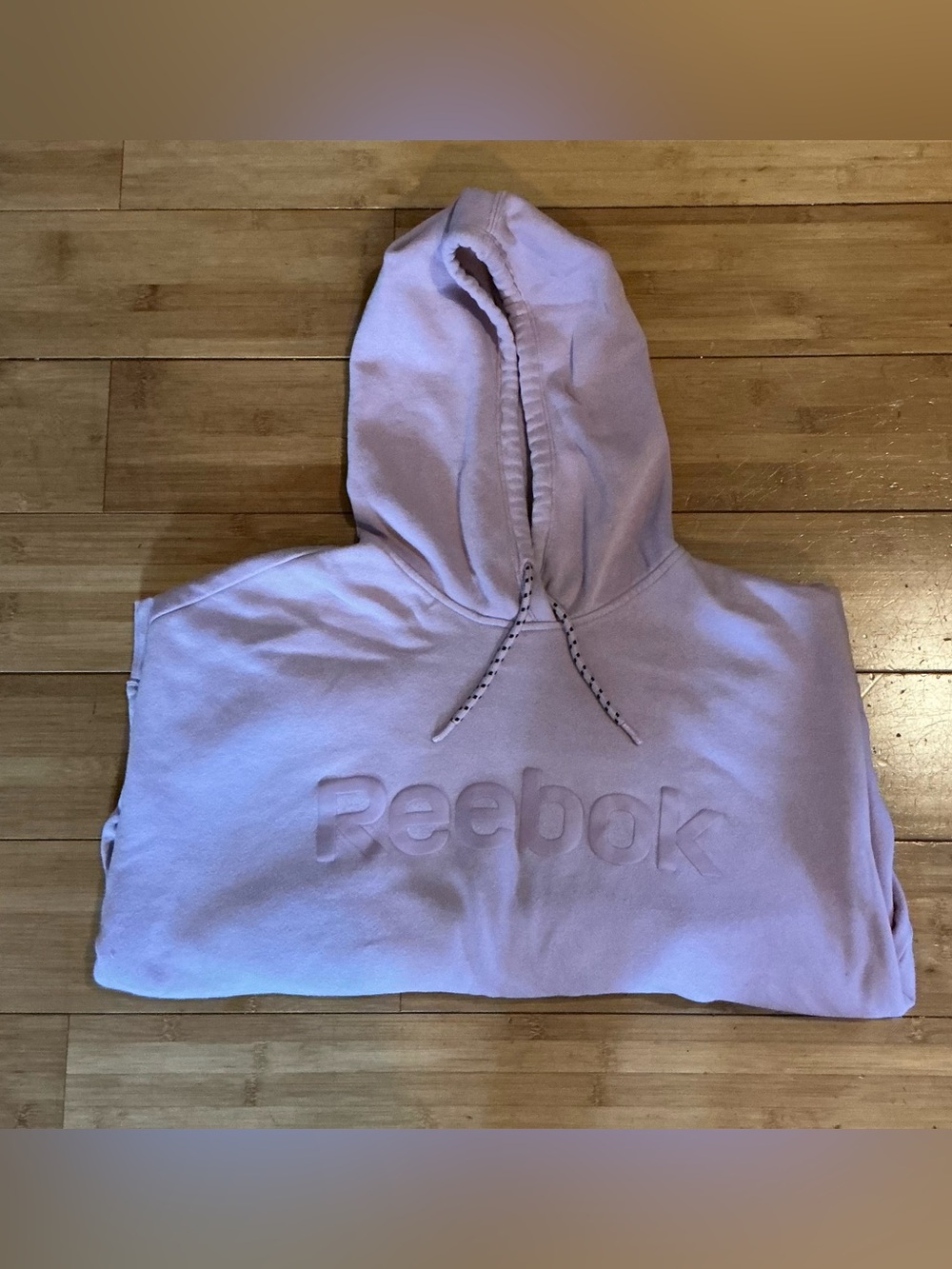 Reebok Womens Plus XXL Mauve Pink Embossed Logo Zipper Pocket Fleece Hoodie